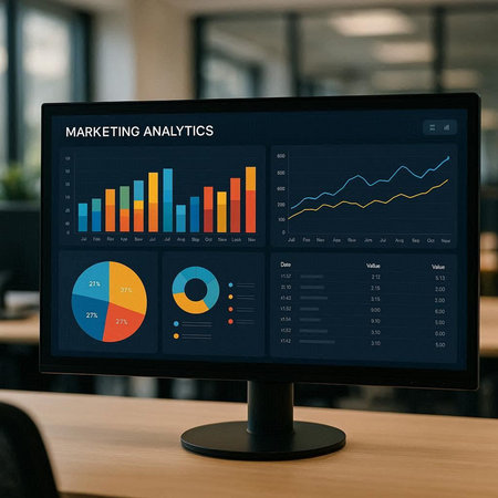 Marketing Analysis Strategy Business Graphs Diagrams Graphics Concept.