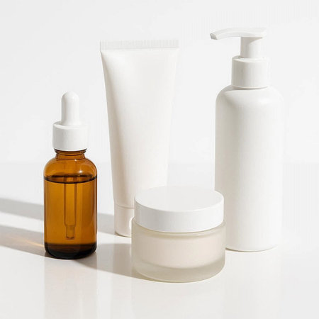 Cosmetic bottle with dropper on a white background. Skin care concept