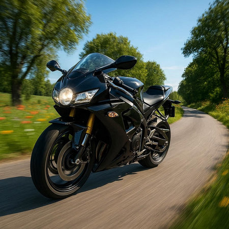 Motorcycle on the road with motion blur. Concept of speed and motion.