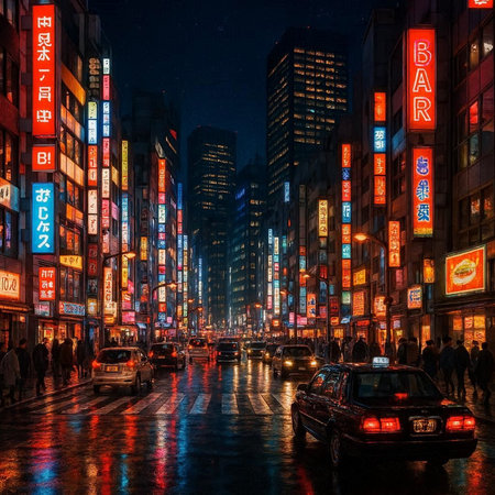 Street view of Akihabara district at night. Akihabara is a major shopping street in Tokyo, Japan.の写真素材