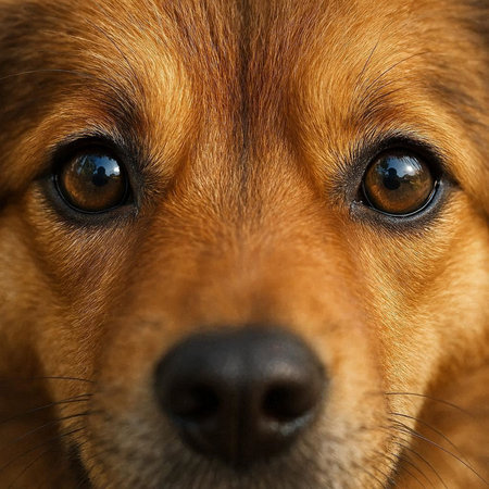 Close-up portrait of a dog with big eyes. Shallow depth of field