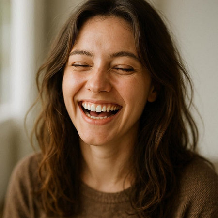 Portrait of a beautiful young woman smiling and looking at the camera