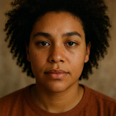 Portrait of a young african american man with curly hairの写真素材