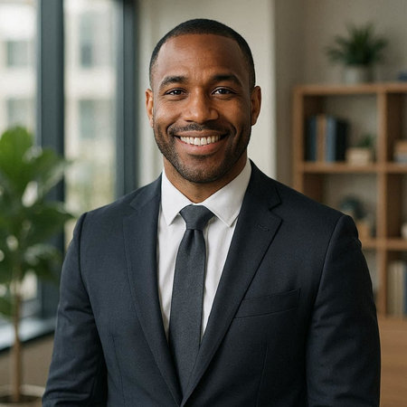 Portrait of a smiling african american businessman standing in office