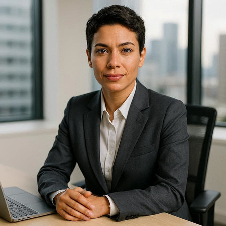 Portrait of a businesswoman sitting at her desk in an office