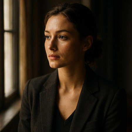 Portrait of a beautiful woman in a business suit looking at camera