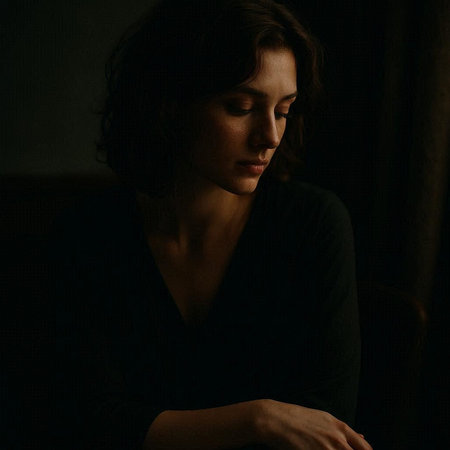 Portrait of a beautiful young woman in a black dress, indoor
