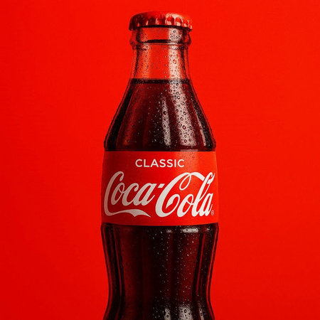 Coca Cola bottle. Coca Cola drinks are produced and manufactured by The Coca-Cola Company, an...