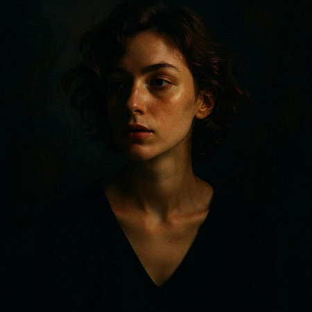 Portrait of a beautiful girl with curly hair on a dark background
