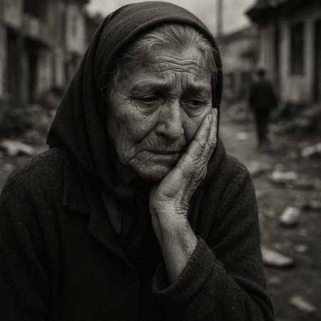 Portrait of an old poor woman