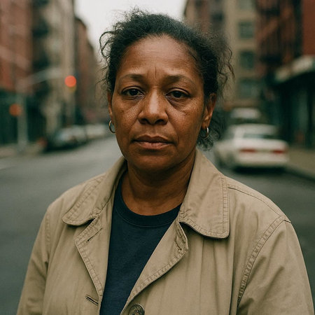 Portrait of an elderly African-American woman in the city.の写真素材
