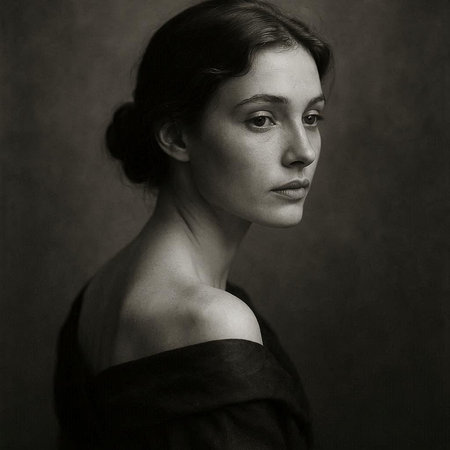 Portrait of a beautiful young woman. Black and white photo.