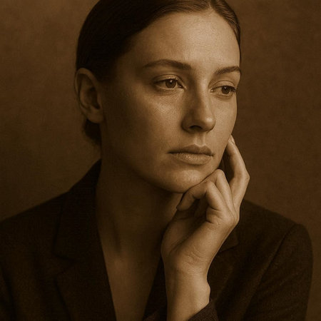 Portrait of a beautiful woman in a suit on a dark background