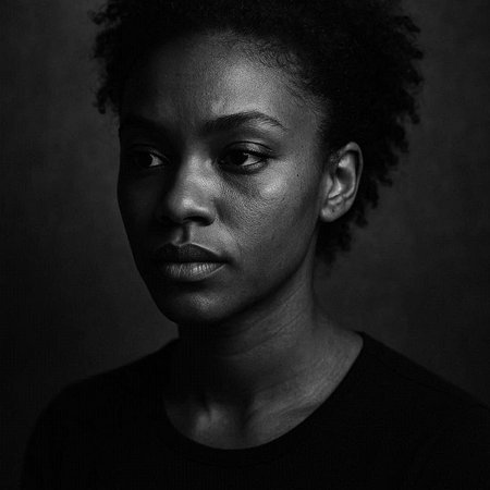 Beauty portrait of young african american woman. Studio shot.の写真素材