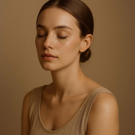 Portrait of a beautiful young woman with natural make-up.