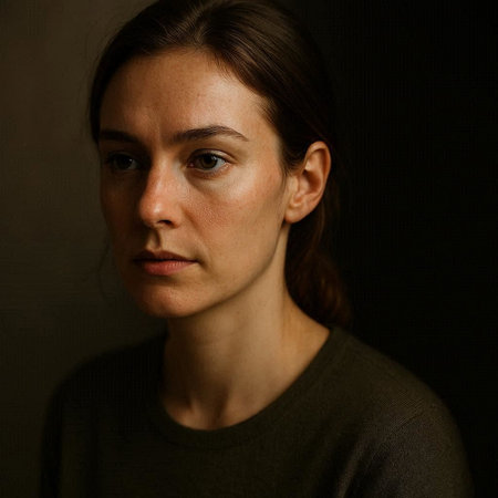 Portrait of a beautiful young woman with freckles on her face
