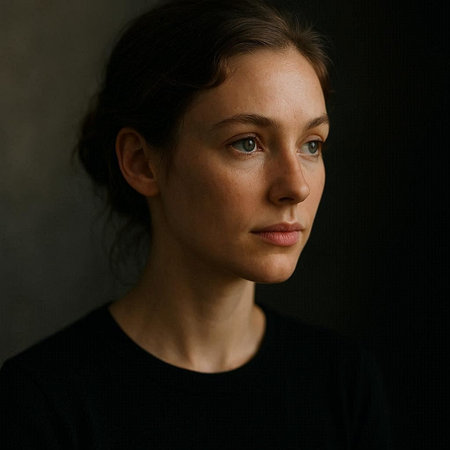 Portrait of a beautiful young woman in a black T-shirt