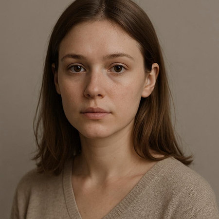 Portrait of a young girl with freckles on her face