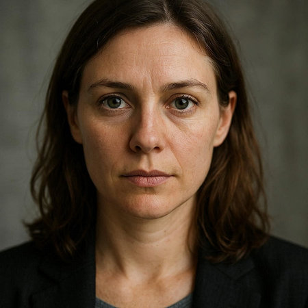 Portrait of a middle-aged woman with a serious look on her face