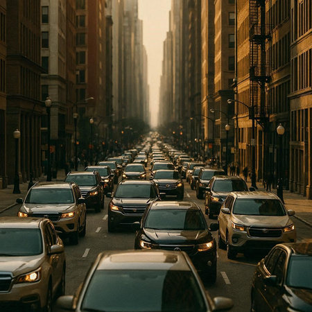 Traffic on the street in New York City, USA. 3d rendering