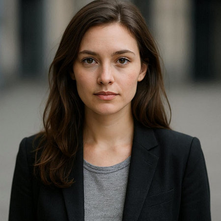 Portrait of a beautiful young brunette woman in a business suit