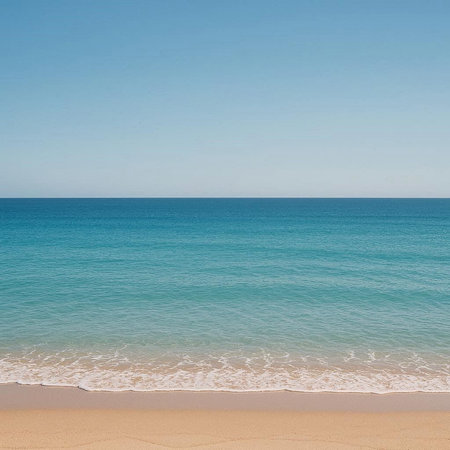 Beautiful sandy beach and turquoise sea in sunny day.