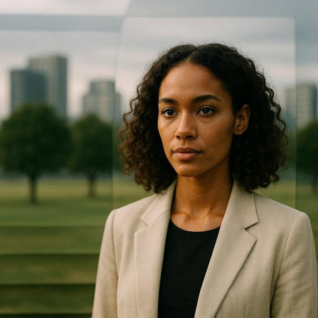 Portrait of a beautiful young African American business woman in the city