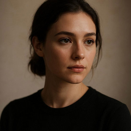 Portrait of a beautiful young brunette woman in a black sweater