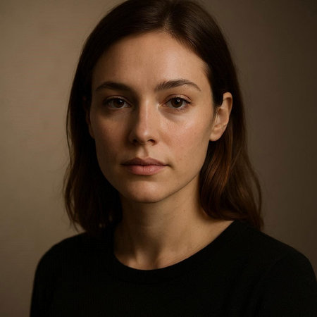 Portrait of a young beautiful brunette woman on a dark background