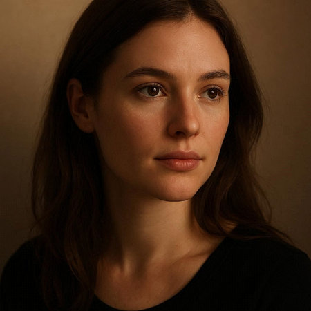 Portrait of a beautiful young woman in a black dress on a dark background