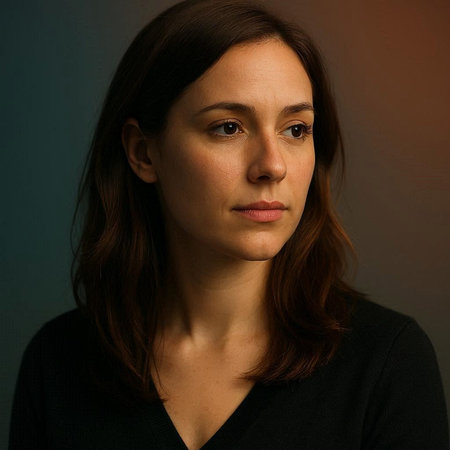 Portrait of a beautiful brunette woman in a black sweater.