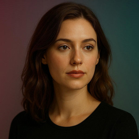 Portrait of a beautiful woman with brown hair on a dark background