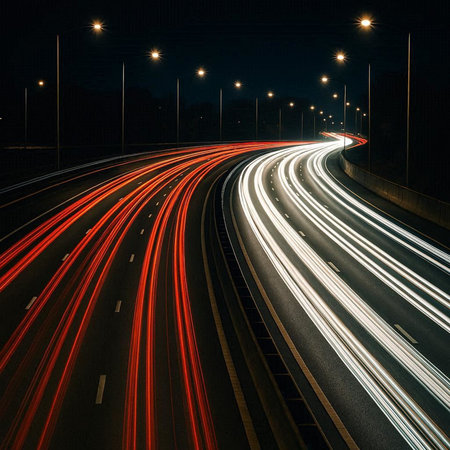 highway with motion blur. long exposure photo taken in germany