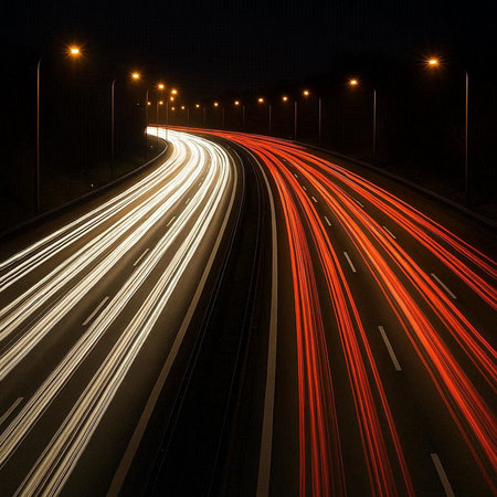 lights of cars with night. long exposure photo taken in germany