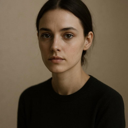 Portrait of a young beautiful brunette woman in a black sweater