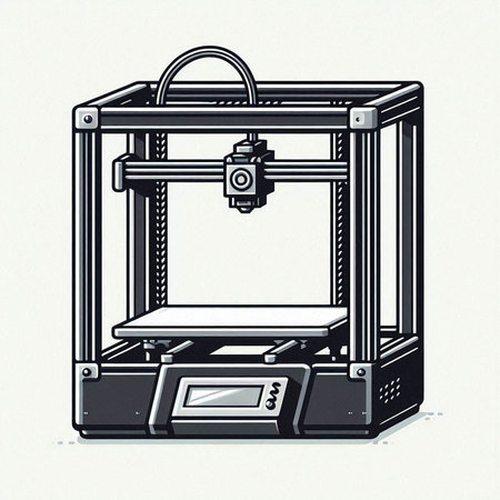 3D printer on a white background. 3d printing. Vector illustration.