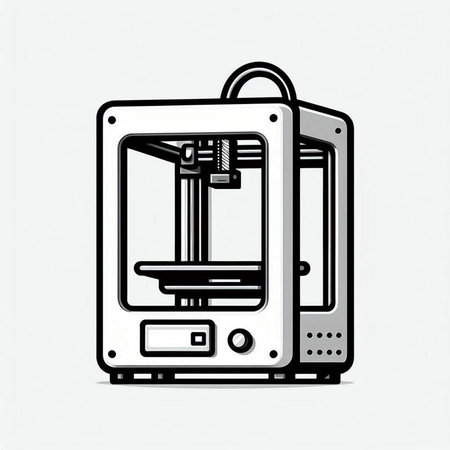 3d printer icon, vector illustration. 3d printing machine.