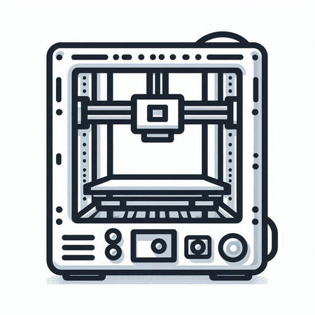 3D printer icon on white background. 3d vector illustration.