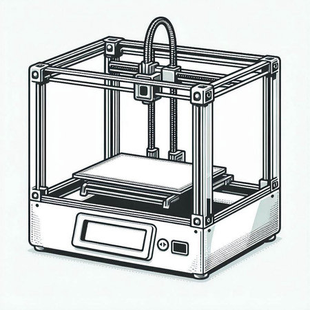 3d printer. 3d printing machine. Vector illustration of 3d printer.