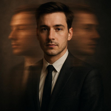 Portrait of a handsome man in a suit and tie. Studio shot.