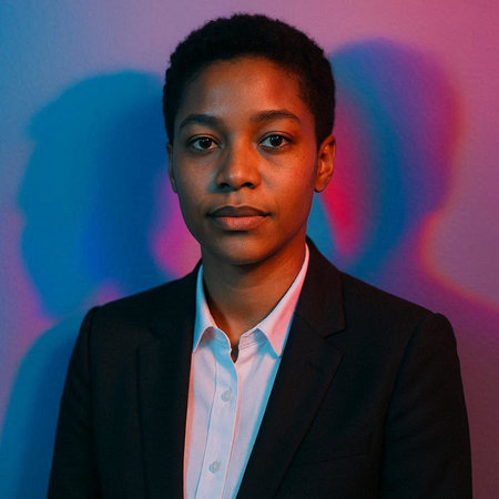 Portrait of a young african american businessman in a suit.の写真素材