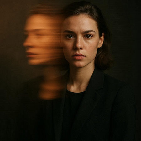 Portrait of a beautiful young brunette woman in a black suit