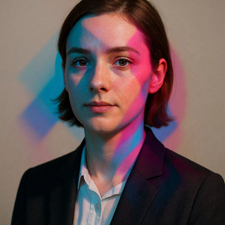 Portrait of a young businesswoman in a suit. Studio shot.