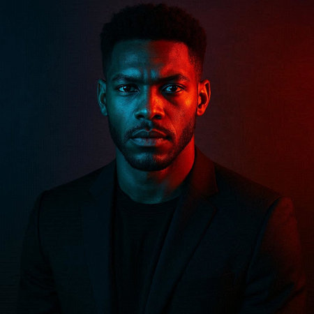 Portrait of a handsome african american man in a black suit