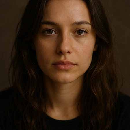 portrait of a young beautiful brunette woman on a dark background