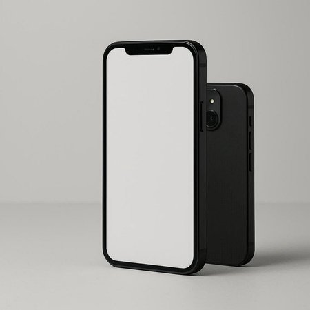 Smartphone mockup with blank screen isolated on white background. 3d illustration