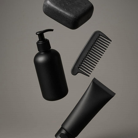 collection of various hair care products on grey background. each one is shot separatelyの写真素材