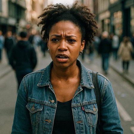 Portrait of a beautiful young african american woman with dreadlocks in the city