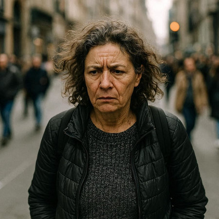 portrait of an old woman on the street in Paris, France