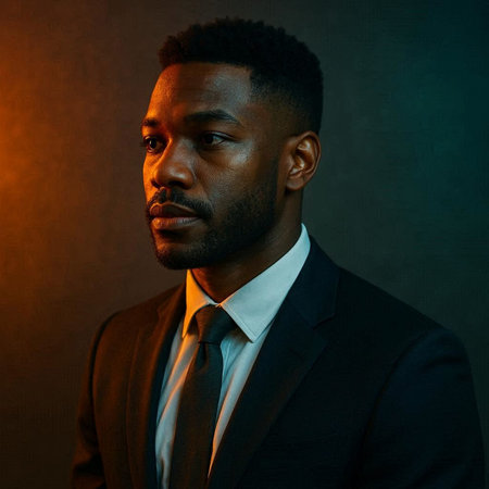 Portrait of a handsome african american man in a suit.